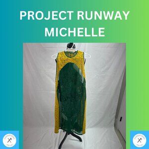 Project runway  Designer Party Dress Yellow & Green by Michelle Lesniak Franklin